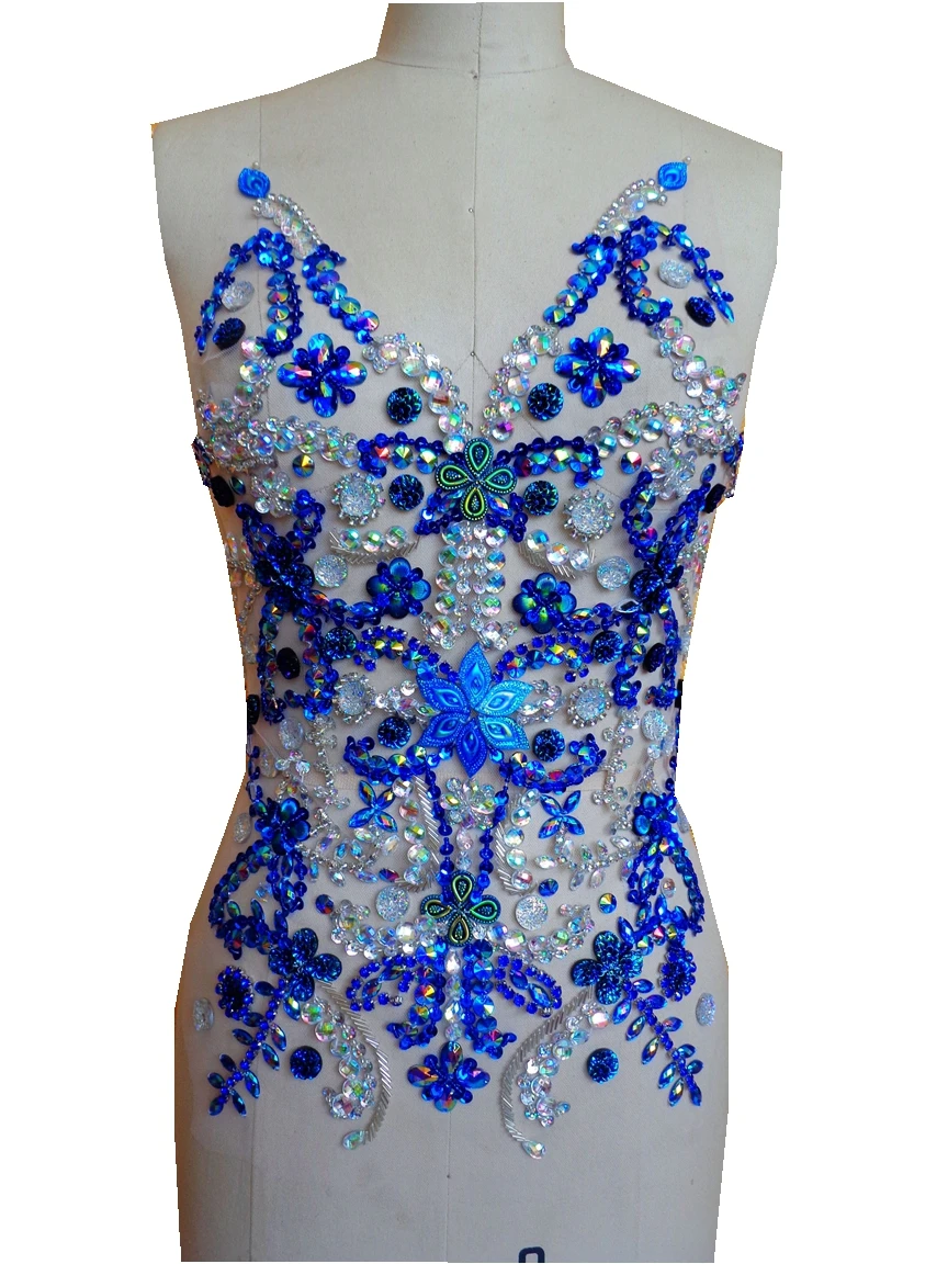A114 Pure hand made deep blue/clear AB colour sew on Rhinestones applique crystals patches 50*32cm DIY dress accessory
A114 Pure hand made deep blue/clear AB colour sew on Rhinestones applique crystals patches 50*32cm DIY dress accessory