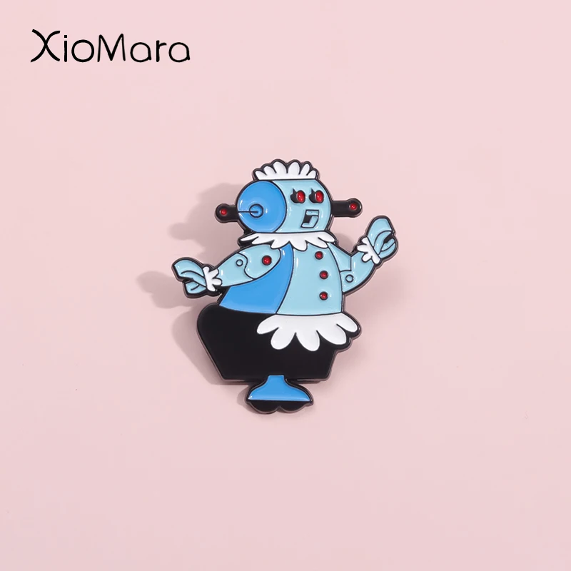 

Nanny Robot Alien Enamel Pins Custom Family Comedy Cartoons Brooches Lapel Badges Jewelry Gift For Kids Friends