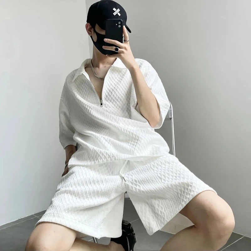 3d Texture Short Sleeve Men Oversized Sweatshirt Shorts Suit Fashion Harajuku Casual All-match Korean Polo Clothing Zipper Neck
3d Texture Short Sleeve Men Oversized Sweatshirt Shorts Suit Fashion Harajuku Casual All-match Korean Polo Clothing Zipper Neck