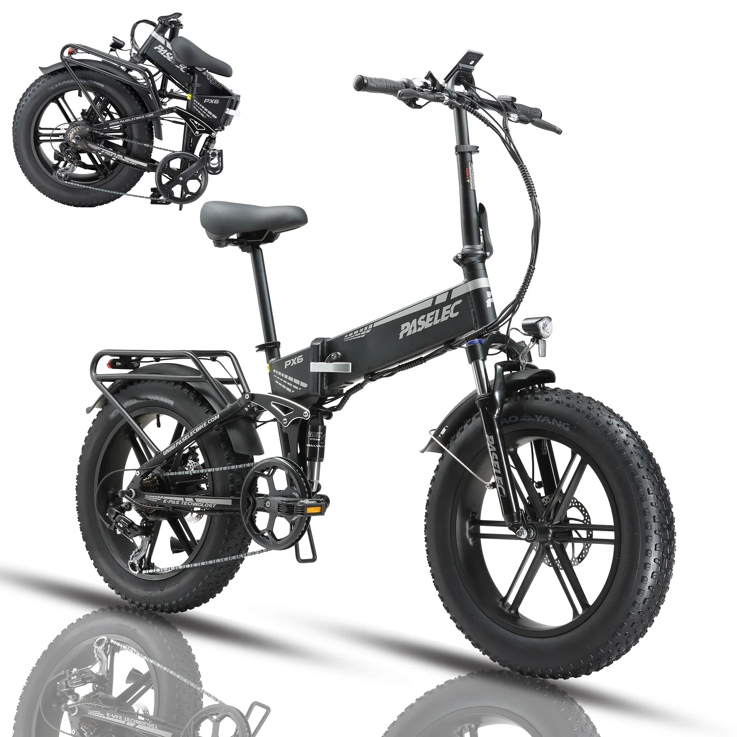 

USA Warehouse Paselec PX6 Folding Electric Bicycle for Adults, with Peak 1000W Motor 20 * 4.0'' Fat Tire 48V 12Ah Foldable ebike