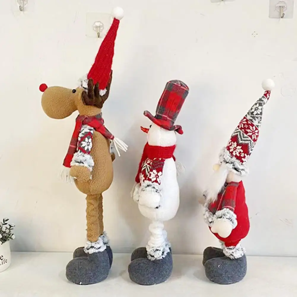 

Christmas Plush Toys Christmas Gift for Men Retractable Leg Christmas Plush Dolls Standing Santa Claus Snowman Reindeer for Home