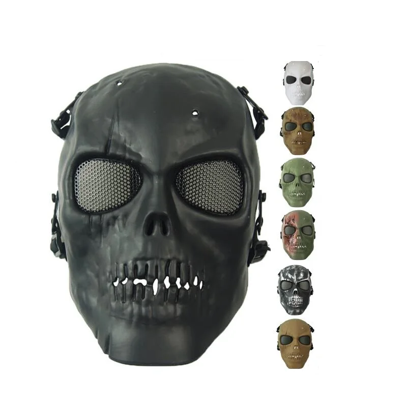 

zlangsports Full Face Airsoft Tactical Skull Mask with Metal Mesh Eye Protection CS Halloween Cosplay Masks