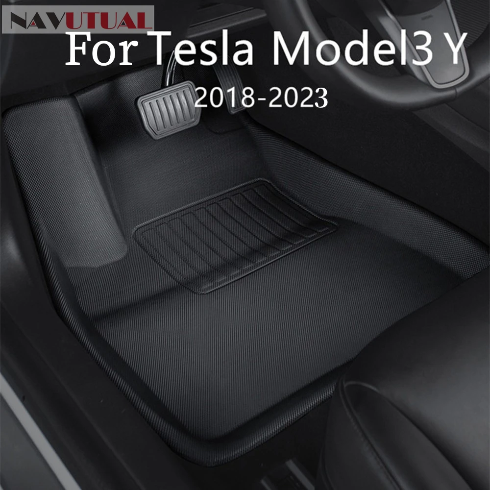 

For Tesla Model3 Y Car Waterproof Non-slip Floor Mat TPE XPE Modified Car Accessories 3Pcs/Set Fully Surrounded Special Foot Pad