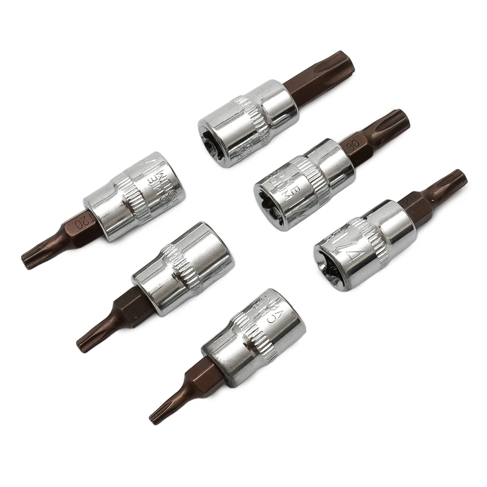 6pcs 1/4" Torx Screwdriver Sockets Bits Set Drive Head Screwdrivers Socket Metal Material Hand Tools Set T10 T15 T20 T25 T30 T40
6pcs 1/4" Torx Screwdriver Sockets Bits Set Drive Head Screwdrivers Socket Metal Material Hand Tools Set T10 T15 T20 T25 T30 T40