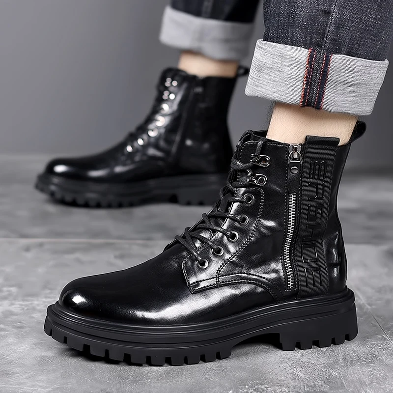 Genuine Leather Men Boots lace up fashion Breathable High Top Shoes Outdoor Casual plush Men Winter Snow Boots Botas Homme
Genuine Leather Men Boots lace up fashion Breathable High Top Shoes Outdoor Casual plush Men Winter Snow Boots Botas Homme