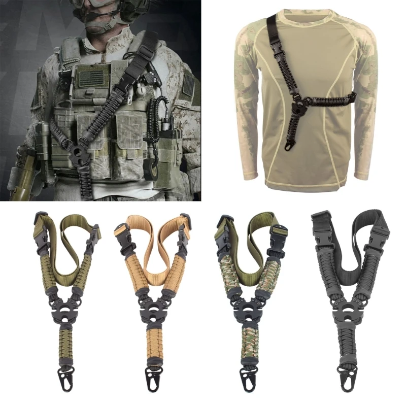 

Tactic Guns Sling 3 Point Bungee Airsoft Rifles Strapping Belt Militaries Hunting Part Three-Point Guns Strap
