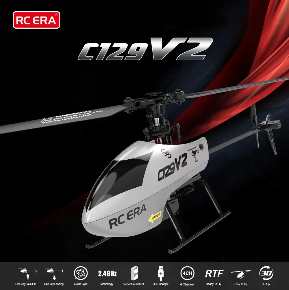 

2023 New C129v2 2.4ghz Rc Helicopter 6-axis Gyroscope Pro Stunt Helicopter Single Paddle Without Ailerons Remote Aircraft Rc Toy