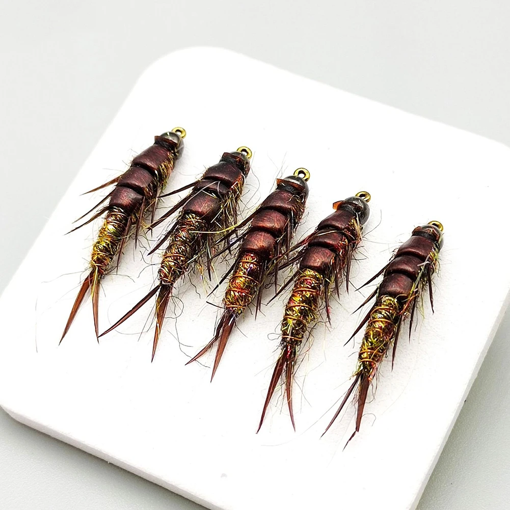 5pcs Fly Fishing Hook Nymph Stonefly Lure Fly Bait For Trout Bass Grayling 10# Hook Brass Bead Head Stonefly Nymph Brown Hackle
5pcs Fly Fishing Hook Nymph Stonefly Lure Fly Bait For Trout Bass Grayling 10# Hook Brass Bead Head Stonefly Nymph Brown Hackle