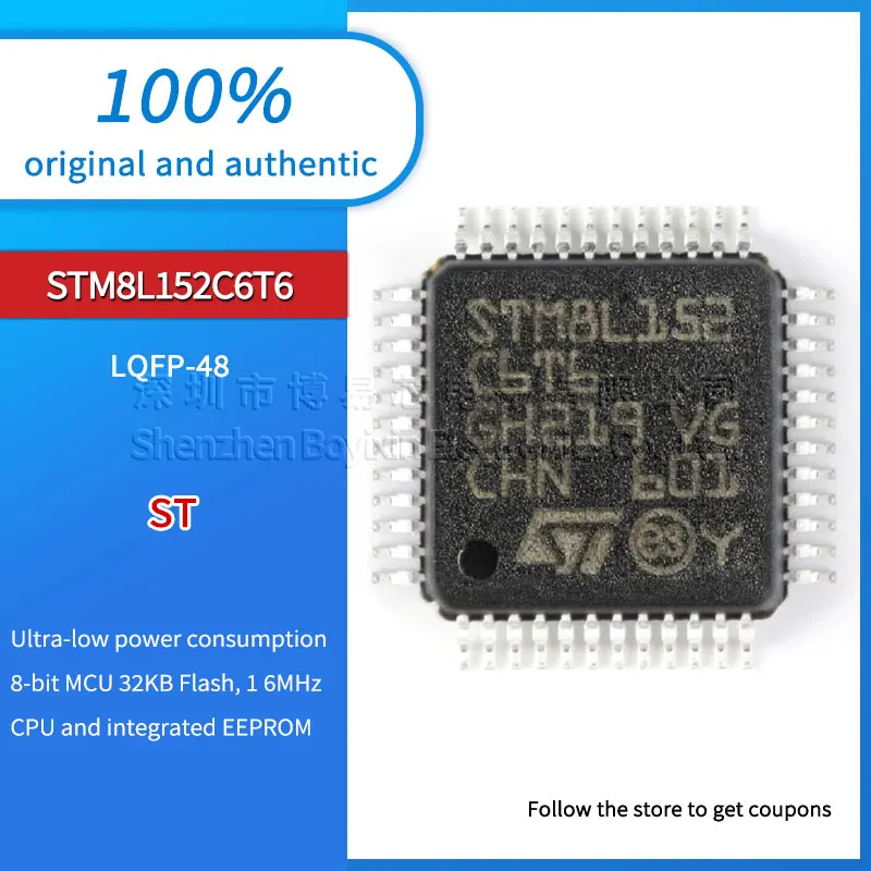 Original genuine STM8L152C6T6 LQFP-48 16MHz 32KB flash memory 8-bit microcontroller-MCU IC chip
Original genuine STM8L152C6T6 LQFP-48 16MHz 32KB flash memory 8-bit microcontroller-MCU IC chip