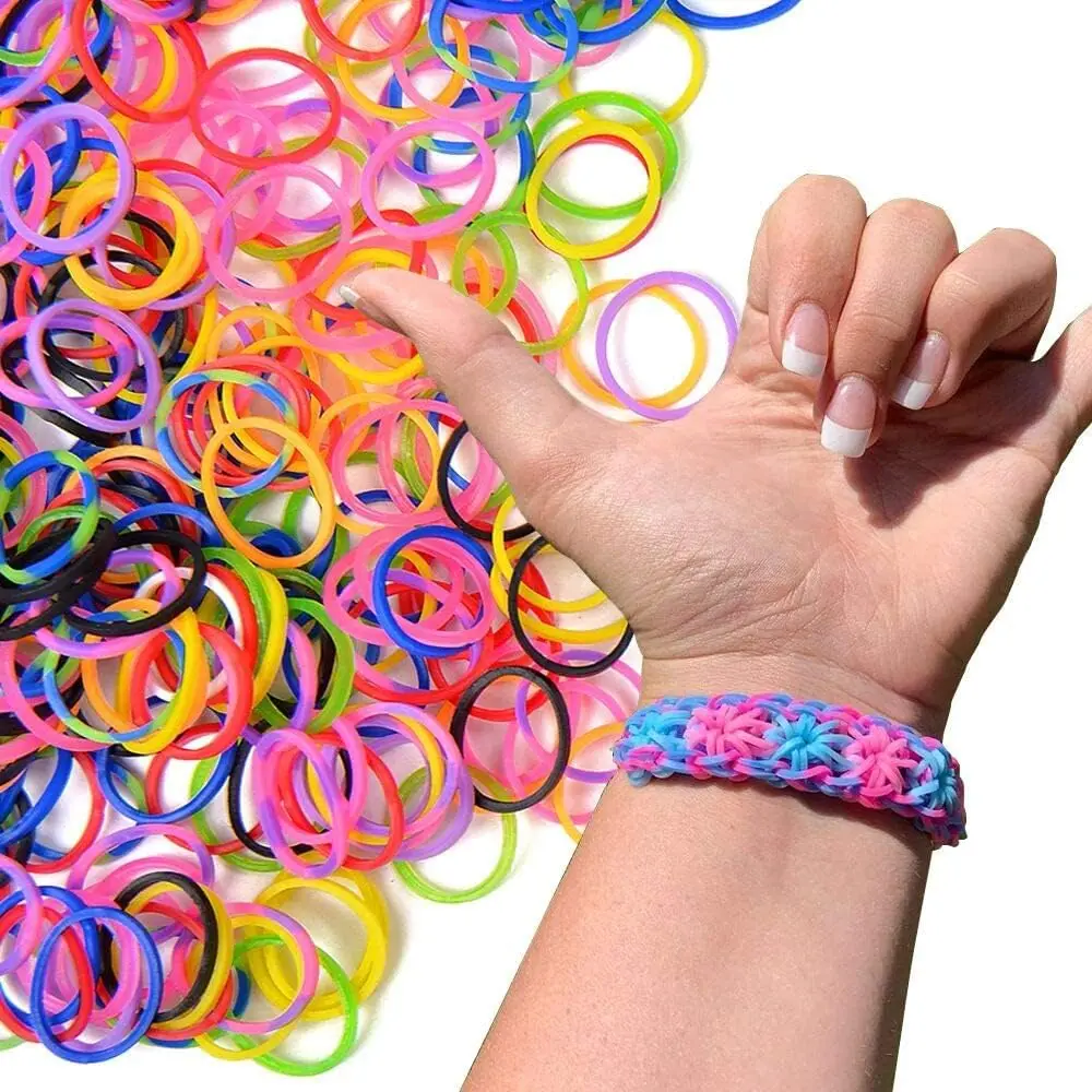 

600pcs Elastic Colorful Rubber Loom Bands for Boy Girl Kids Weaving DIY Craft Gift Bracelet Jewelry Making Accessories Supplies
