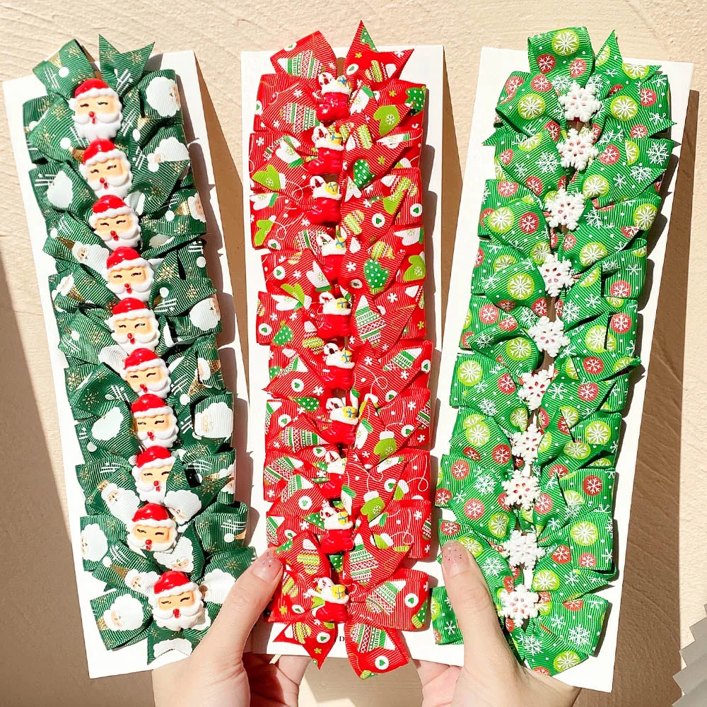 10 Pcs Girls Christmas Gifts Party Ribbon Bows Hair Clip for Kids Bowknot Hairpins Handmade Barrettes Hair Accessories Wholesale
10 Pcs Girls Christmas Gifts Party Ribbon Bows Hair Clip for Kids Bowknot Hairpins Handmade Barrettes Hair Accessories Wholesale