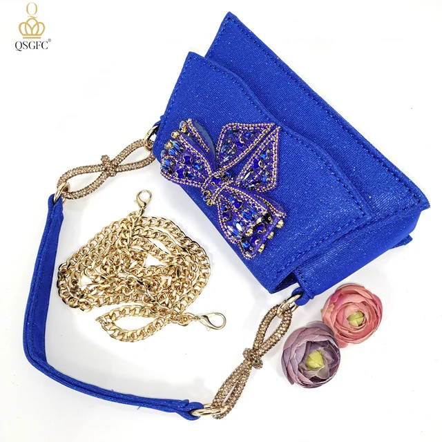 QSGDavid-Chaussures à talons hauts pour femmes, bleu royal, irritation, nœud papillon, pointu, Parker, sandales élégantes, bouche peu profonde, ensemble de sacs 2