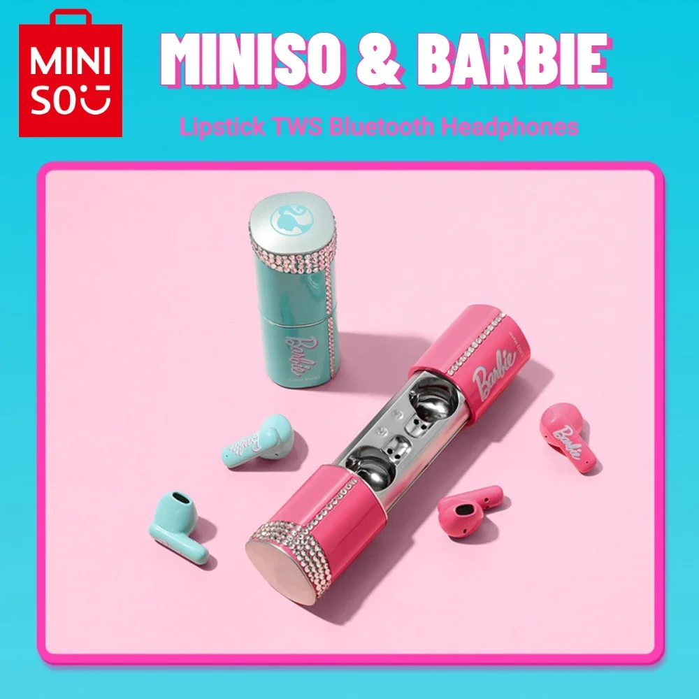 

Genuine MINISO Barbie Daylight Shine Series Creative Lipstick TWS Bluetooth Headset SX-211 Noise Reduction Girl Gift