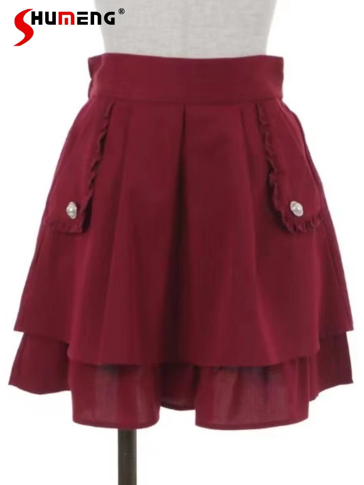 Cute Large Pocket Midi Skirt for Women 2023 New Japanese Sweet Red Anti-Emptied Pockets Ruffles A- Line Short Pantskirt Woman
Cute Large Pocket Midi Skirt for Women 2023 New Japanese Sweet Red Anti-Emptied Pockets Ruffles A- Line Short Pantskirt Woman