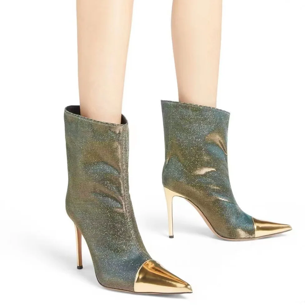2023 New Foreign Trade Gold Velvet Contrast Color Pointed Thin Heel Ultra High Heel Fashion Show Large Sleeve Women's Boots
2023 New Foreign Trade Gold Velvet Contrast Color Pointed Thin Heel Ultra High Heel Fashion Show Large Sleeve Women's Boots