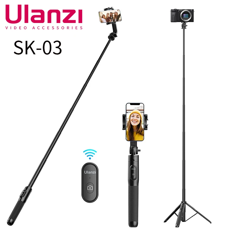 

Ulanzi SK-03 1.5m Bluetooth Wireless Selfie Stick Tripod Monopod for Smartphone GoPro Hero12 11 10 9 8 7 insta360 X3 DSLR Camera