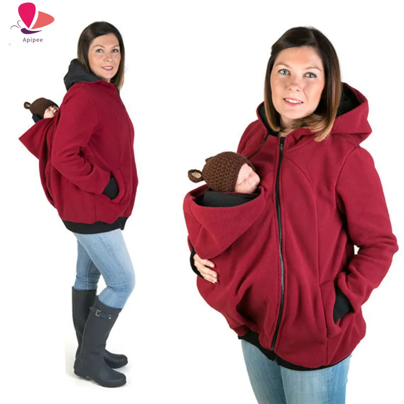 

S-3XL Baby Carrier Jacket Kangaroo Hoodie Winter Maternity Hoody Outerwear Coat For Pregnant Women Carry Baby Pregnancy Clothing