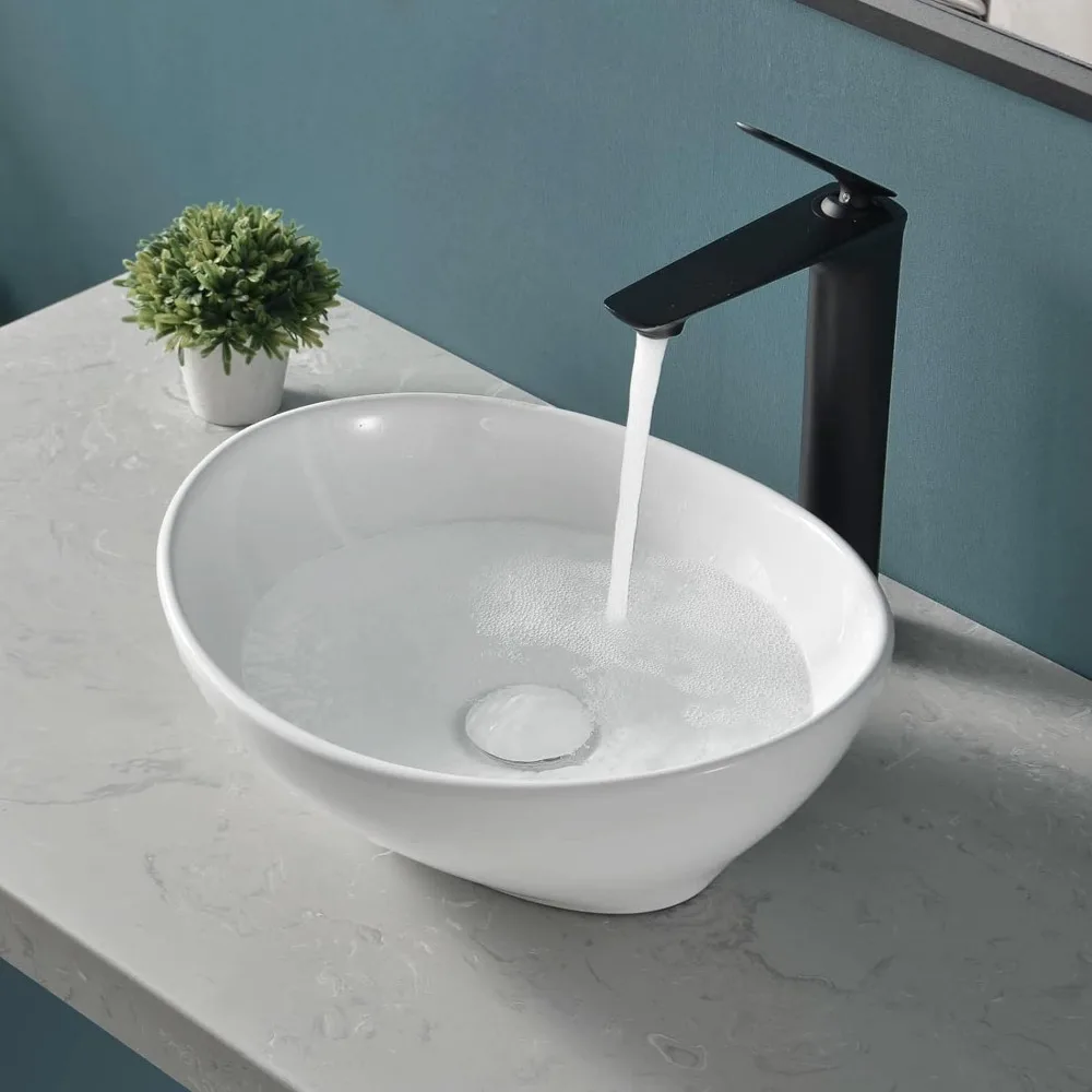 

Bathroom Sinks Oval Sink Bowls for Bathroom Sinks Above Counter 16'' X 13.5'' Oval Vessel Sink With Pop Up Drain Furniture Home