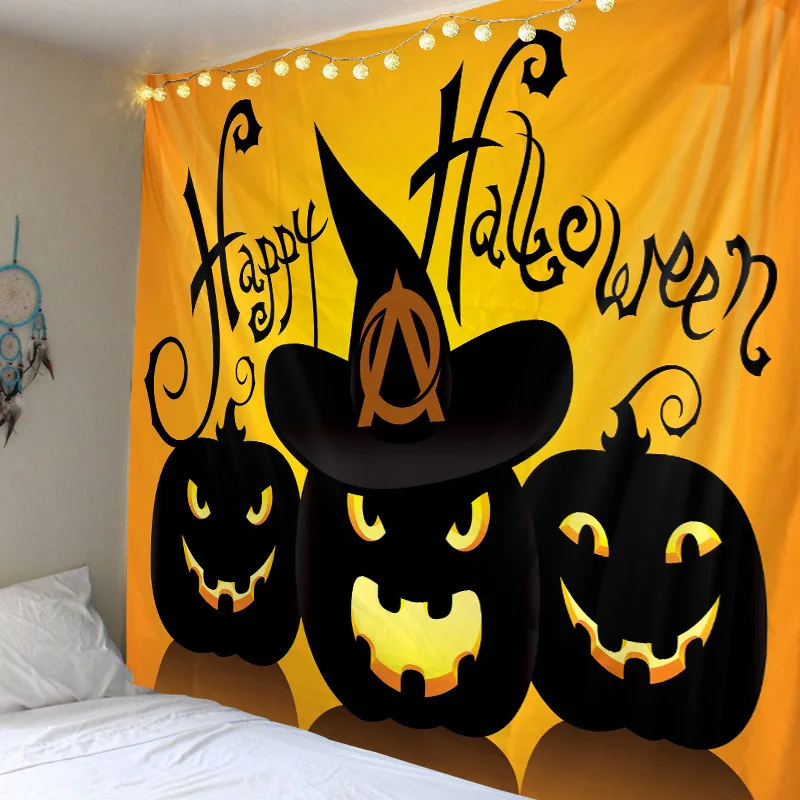 

Happy Halloween Tapestry Wall Hanging Home Decor Horror Pumpkin Blanket Witch Aesthetics Living Room Tapestry Decor Tapiz