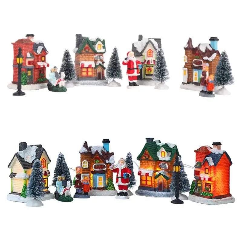 

Милый яркий праздничный Осветляющий праздничный очаровательный Осветляющий мини-домик Санта-Клаус яркий праздничный светящийся в темноте набор