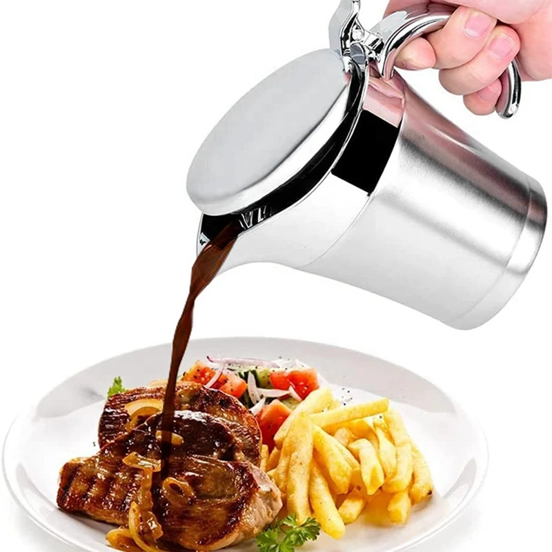 Stainless Steel Double-Layer Pulp Juice Dispenser Steak Juice Pot Seasoning Jar Kitchen Supplies Sauce Pot, Fine Workmanship
Stainless Steel Double-Layer Pulp Juice Dispenser Steak Juice Pot Seasoning Jar Kitchen Supplies Sauce Pot, Fine Workmanship