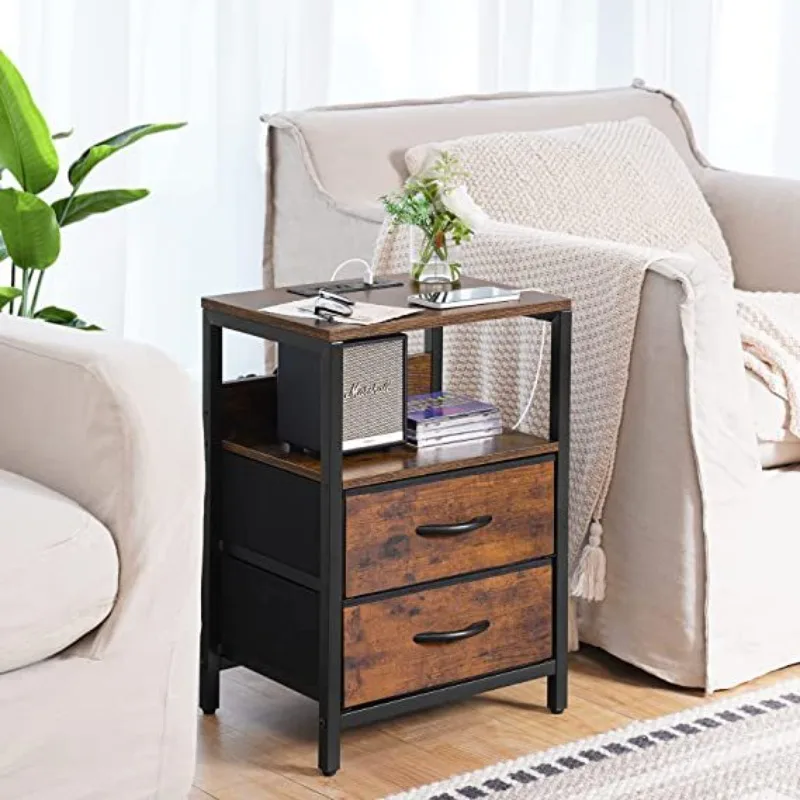 Floor standing carbon steel strip retro wooden bedside table with multiple layers of classification,drawers,bedroom storage rack
Floor standing carbon steel strip retro wooden bedside table with multiple layers of classification,drawers,bedroom storage rack
