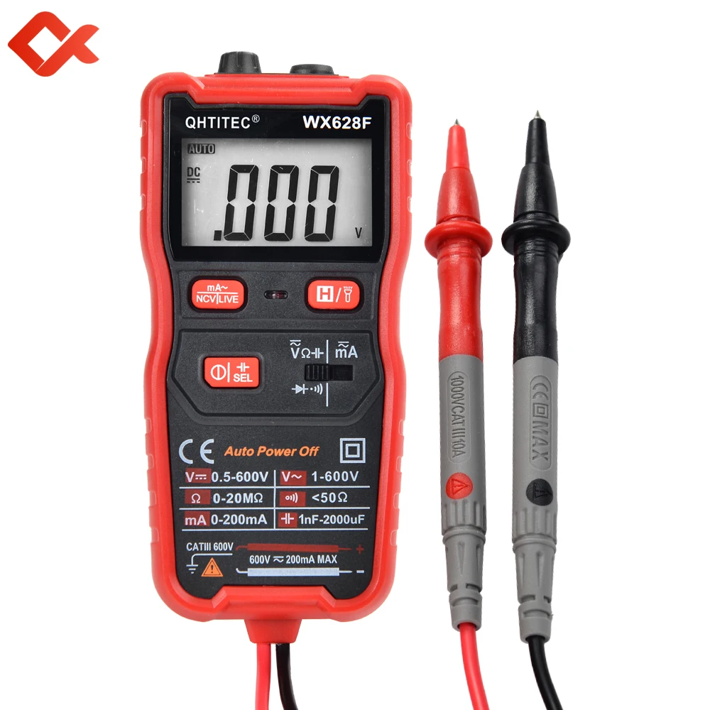 WX625T Digital Multimeter LCD Display Auto Ranging AC/DC voltage ohm Portable Accurate display Multimetro With Test line 625T 
WX625T Digital Multimeter LCD Display Auto Ranging AC/DC voltage ohm Portable Accurate display Multimetro With Test line 625T