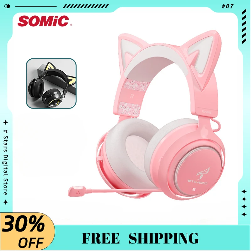 Somic GS510 Gamers Headphone Over-ear Type Glowing Cat Ears Rgb Cute Gamer Ergonomics Super Long Battery Life Gaming Headphones
Somic GS510 Gamers Headphone Over-ear Type Glowing Cat Ears Rgb Cute Gamer Ergonomics Super Long Battery Life Gaming Headphones