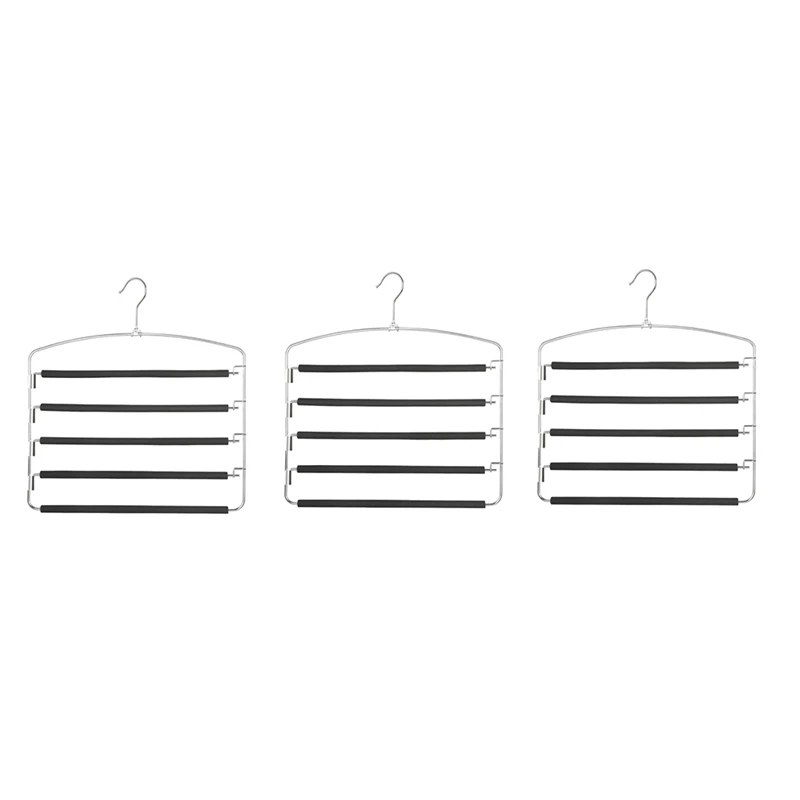 3Piece 5 Layers Metal Slack Hangers Foam Padded Swing Arm Space Saving Hanger Non-Slip
3Piece 5 Layers Metal Slack Hangers Foam Padded Swing Arm Space Saving Hanger Non-Slip