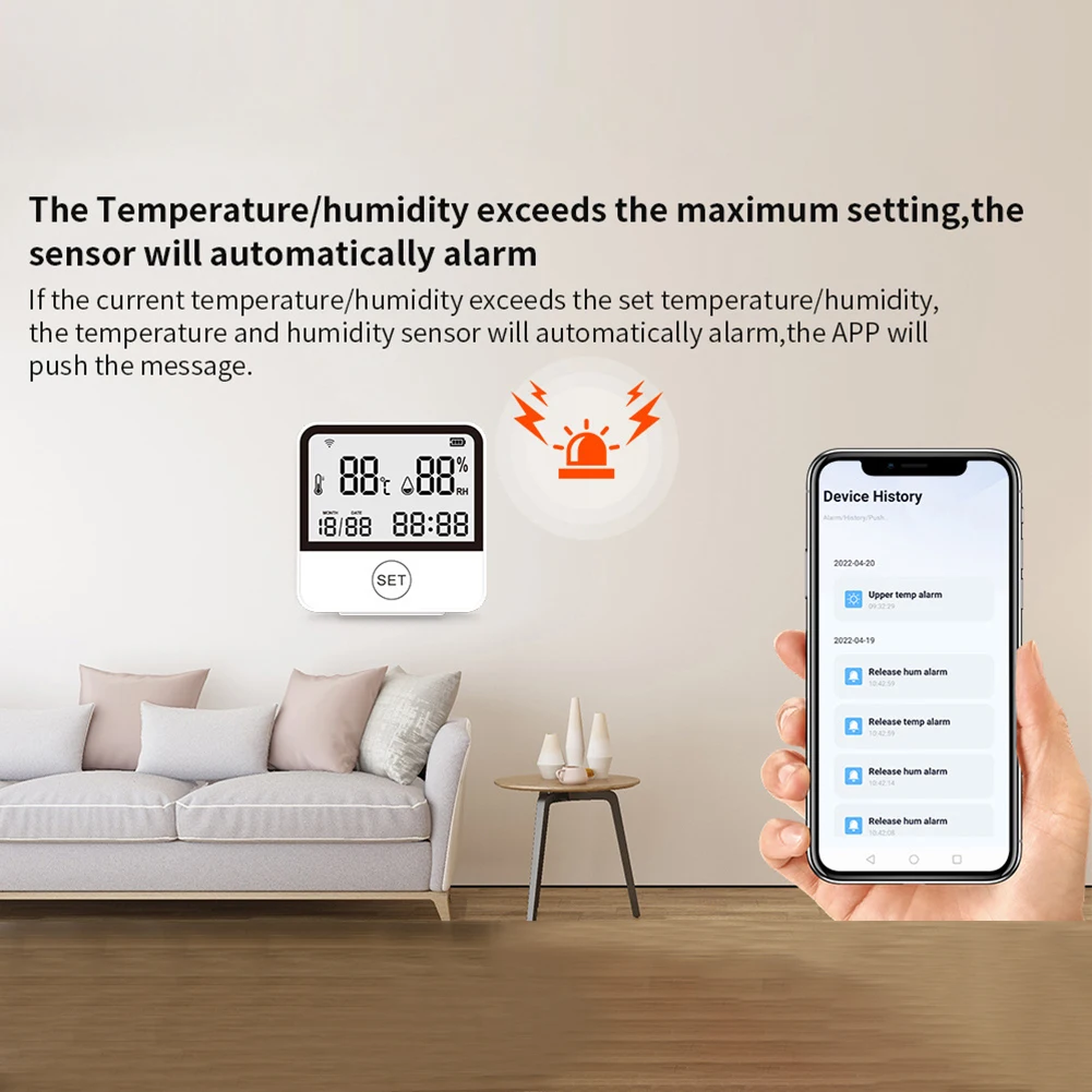 Hygrometer Thermometer Sensor Smart Temperature Time & Date Tuya 1pcs White 70*70*28mm Wifi Wireless Brand New
Hygrometer Thermometer Sensor Smart Temperature Time & Date Tuya 1pcs White 70*70*28mm Wifi Wireless Brand New