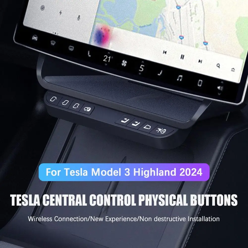 

Centre Display Shelf Smart Button Storage Box for Tesla 2024 Model 3 Highland Dashboard Organizer Tissue Holder Glovebox