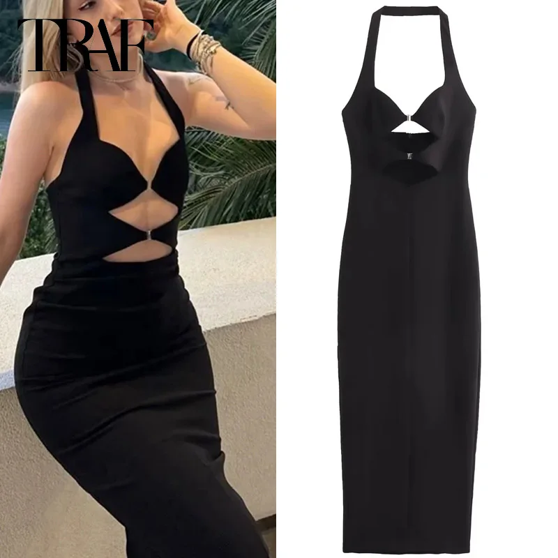 TRAF Women Off Shoulder Halter Midi Dresses Cut Out Black Long Dress Bodycon Backless Sexy Woman Party Dress Summer Prom Dresses
TRAF Women Off Shoulder Halter Midi Dresses Cut Out Black Long Dress Bodycon Backless Sexy Woman Party Dress Summer Prom Dresses