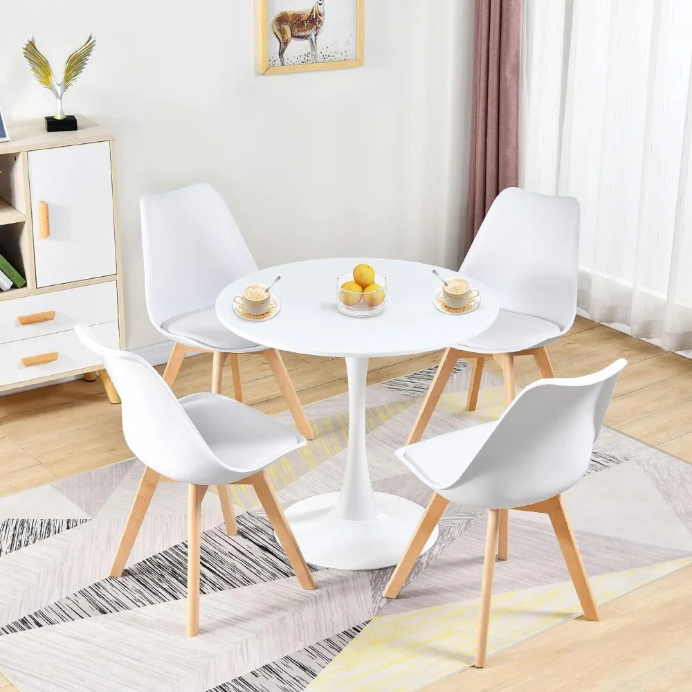 

Круглый белый обеденный стол, современный кухонный обеденный стол 31,5 дюйма, основание в виде тюльпана, искусственное дерево для 2-4 человек