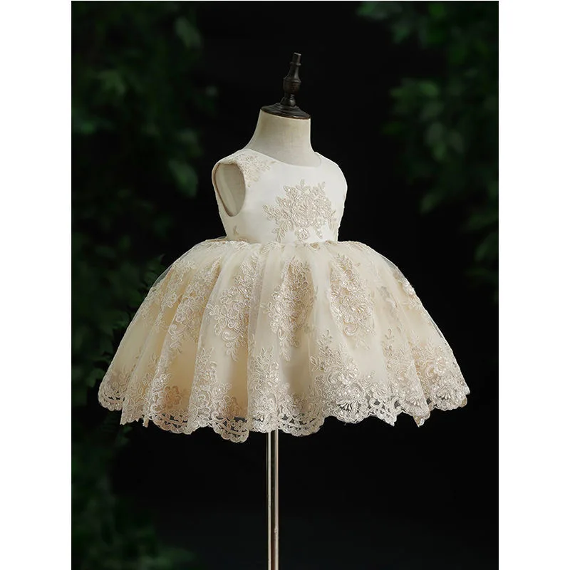 

Champagne Newborn Baby Girl Baptism Dresses For Toddler Girls Birthday Princess Party Dress Infant Tutu Christening Gown Clothes
