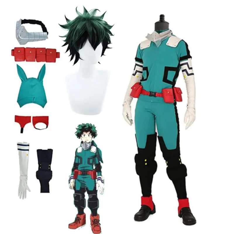 

Anime My Hero Academia Cosplay Midoriya Izuku Deku Battle Cosplay Unisex Costume Costume Set Halloween Wig Hair