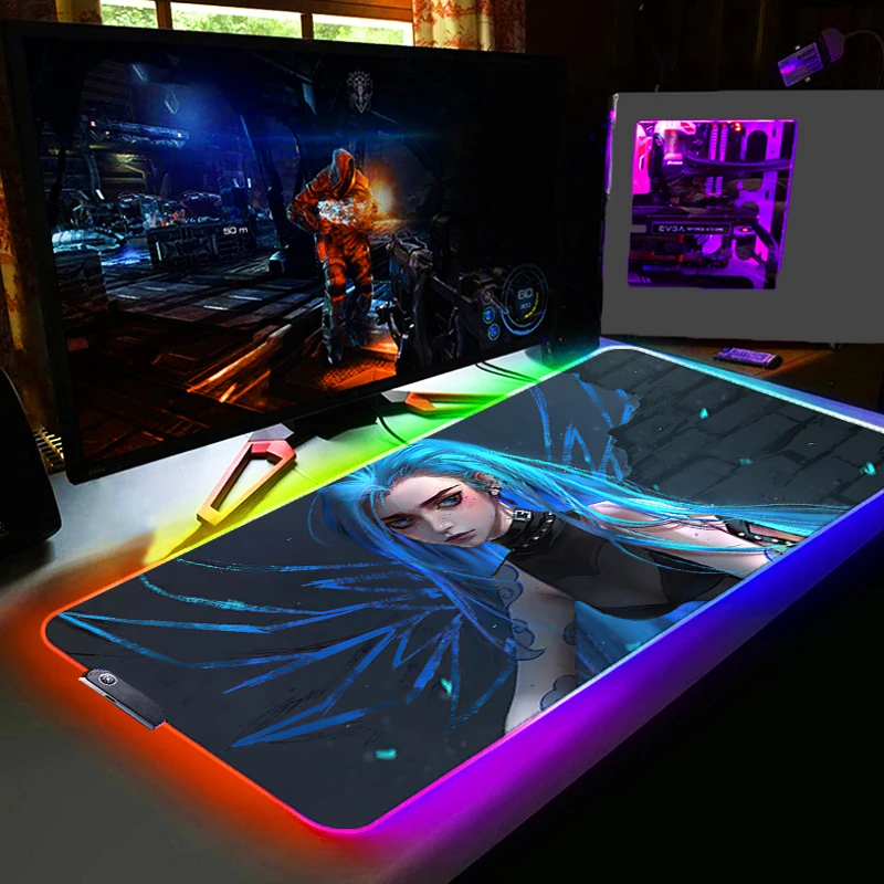 

Gaming Accessories PC Keyboard Mat Arcane League of Legends Mousepad LED Backlit Soft Deskmat Anime Natural Rubber RGB Mouse Pad
