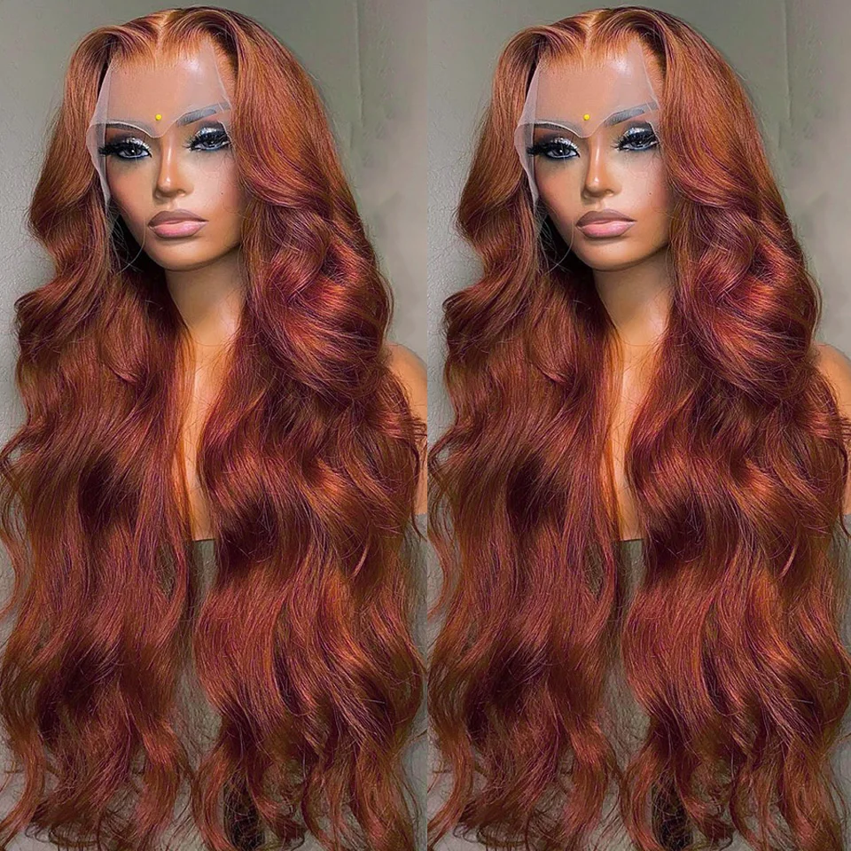 

34 Inch Reddish Brown Body Wave Lace Front Wig 13x6 HD Lace Frontal Wig 13x4 Lace Front Human Hair Wigs Body Wave Closure Wig