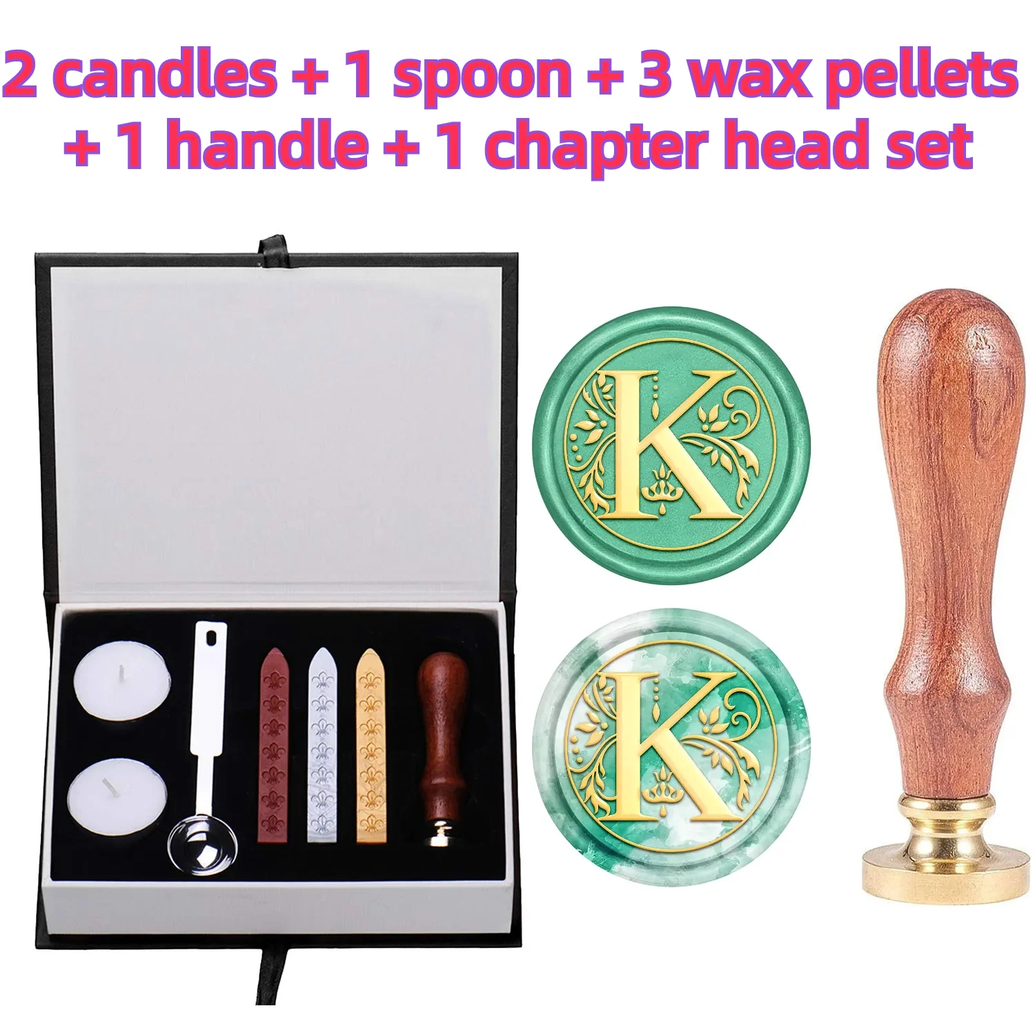 

Wax Seal Stamp Vintage Alphabet Brass Head with Wooden Handle Candle Wax Grain Gift Set for Wedding Invitation Envelope