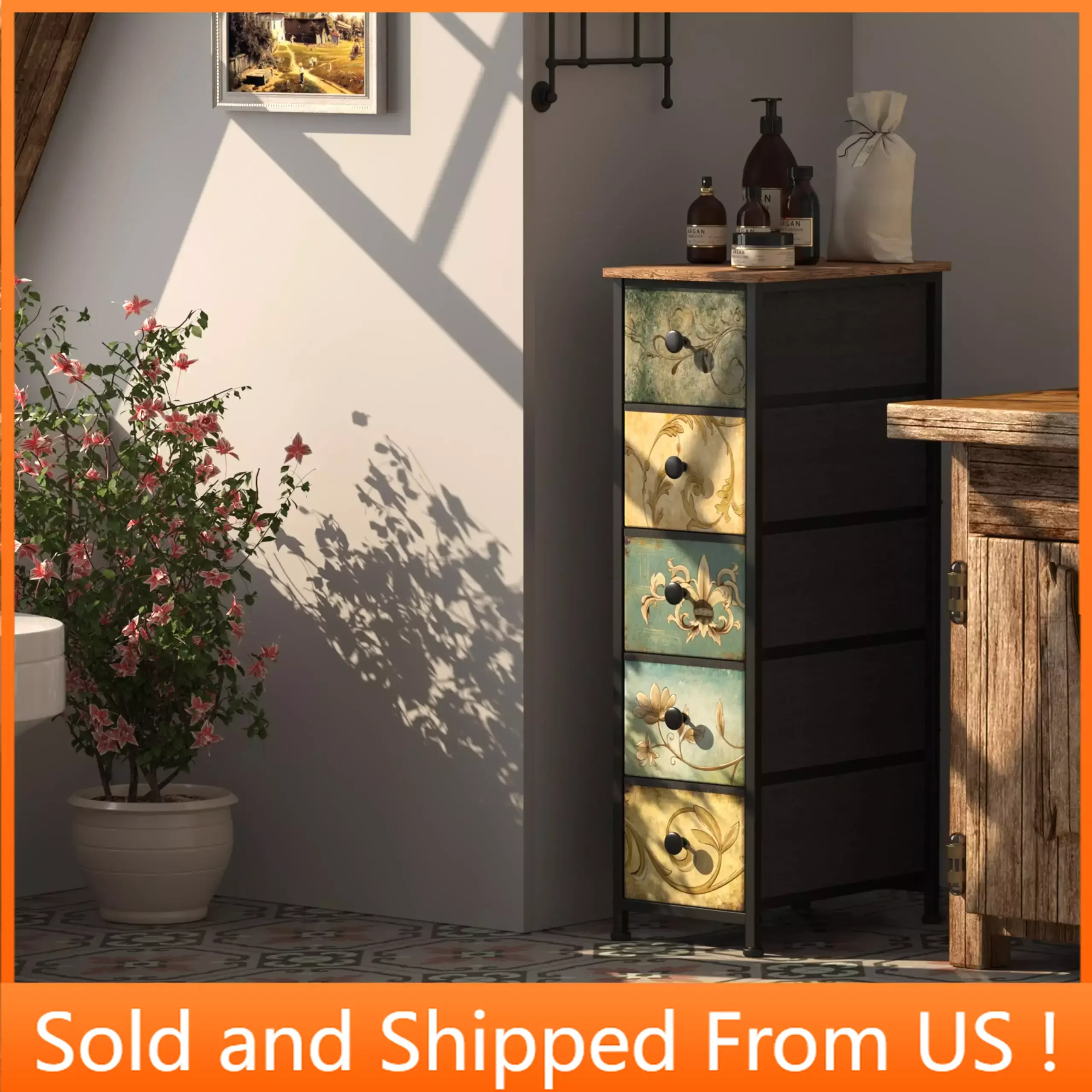 Storage Cabinet Slim Dresser with Retro Flowers Fabric Drawers Vertical Skinny Cabinet for Small Spaces (Narrow 5 Drawers)
Storage Cabinet Slim Dresser with Retro Flowers Fabric Drawers Vertical Skinny Cabinet for Small Spaces (Narrow 5 Drawers)