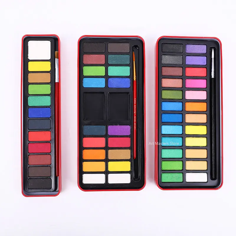 Solid Watercolor Paint Set 24 Colors In Iron Box Absorbent Sponge Knockout Pen Watercolor Paint for Beginners Block Color Powder
Solid Watercolor Paint Set 24 Colors In Iron Box Absorbent Sponge Knockout Pen Watercolor Paint for Beginners Block Color Powder