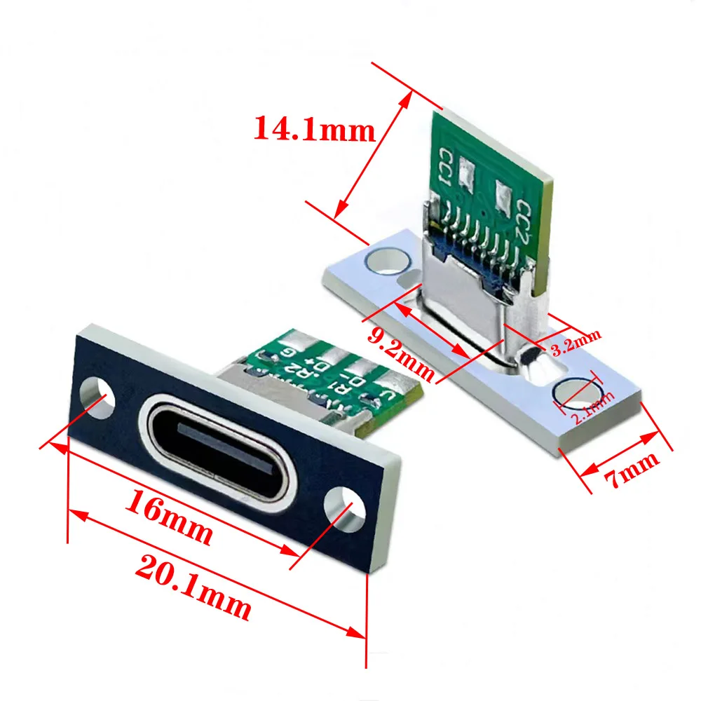 10pcs 6Pin USB C Female Connector Panel Mount Jack TYPE-C Charging Port of Solder Wire Type Socket With CC 1 2 pin fixing Plate
10pcs 6Pin USB C Female Connector Panel Mount Jack TYPE-C Charging Port of Solder Wire Type Socket With CC 1 2 pin fixing Plate