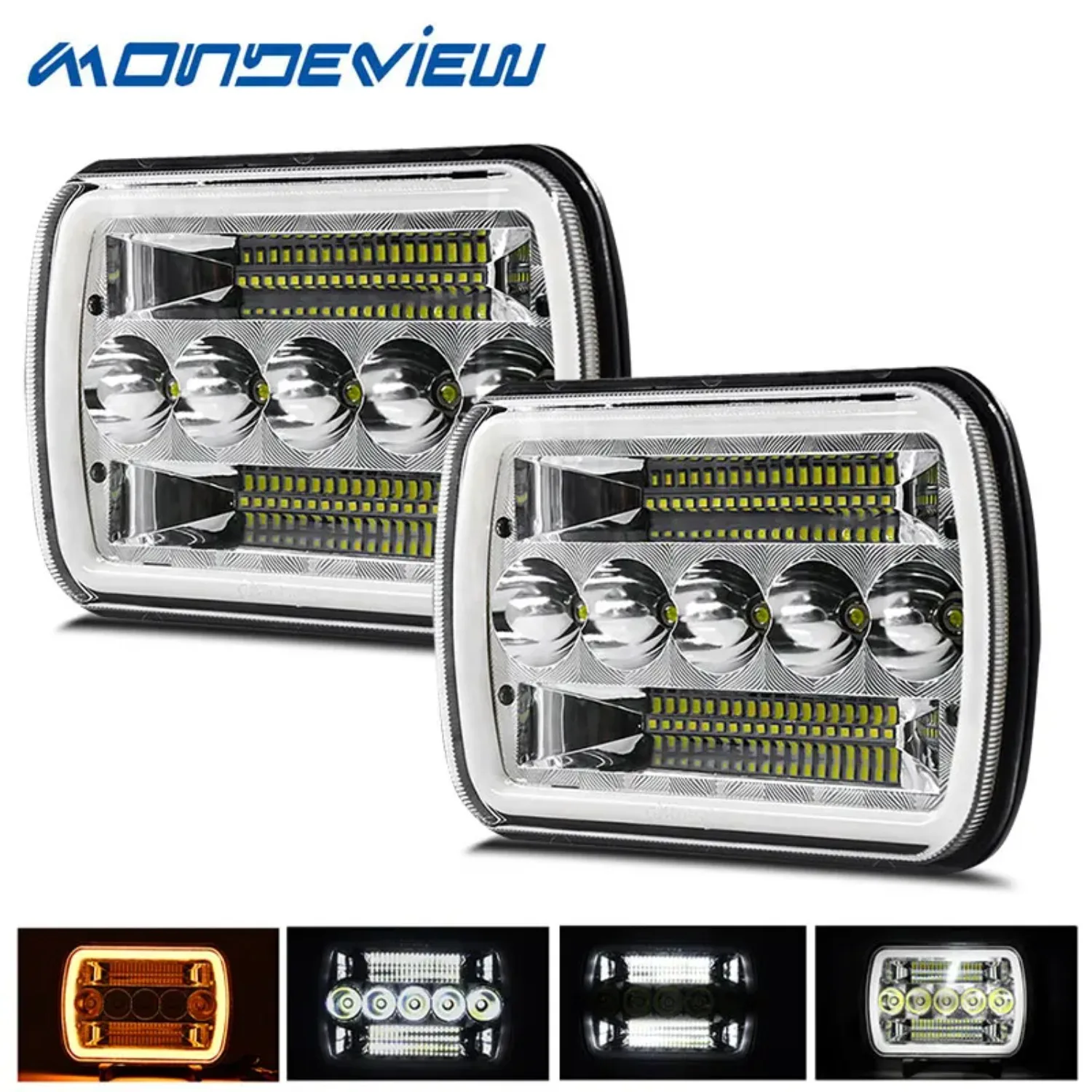 MONDEVIEW 1/2 Pcs Square H4 7inch (5X7)/(7X6) Wrangler Truck LED Universal Daytime Running Light 30V 2000W 6000K 300000LM
MONDEVIEW 1/2 Pcs Square H4 7inch (5X7)/(7X6) Wrangler Truck LED Universal Daytime Running Light 30V 2000W 6000K 300000LM