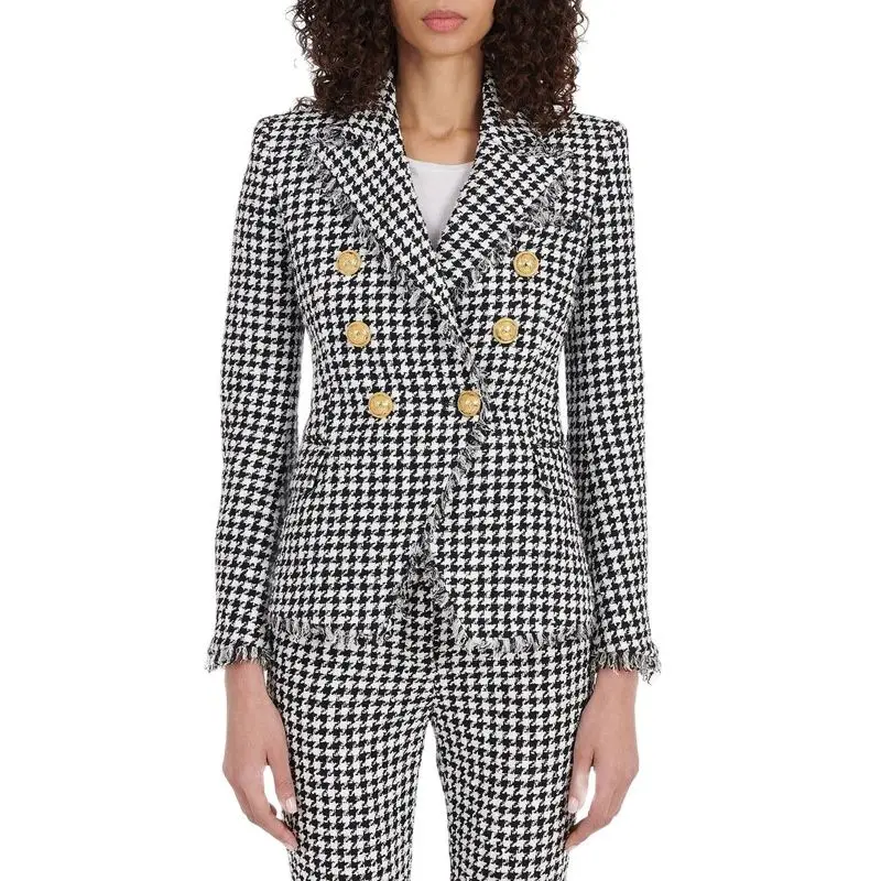 Women's Suit Coat And Pant Set Ladies Fashion 2 Pcs Slim Fit Tweed Thousand Bird Check Lady'S Suit Wide-Legged Pants Clothing
Women's Suit Coat And Pant Set Ladies Fashion 2 Pcs Slim Fit Tweed Thousand Bird Check Lady'S Suit Wide-Legged Pants Clothing