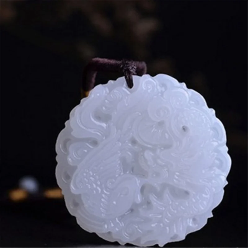 

Stall Jade Jade Factory Wholesale Men's and Women's NaturalaGoods Afghan White Jade Pendant Dragon and Phoenix Chengxiang Pendan