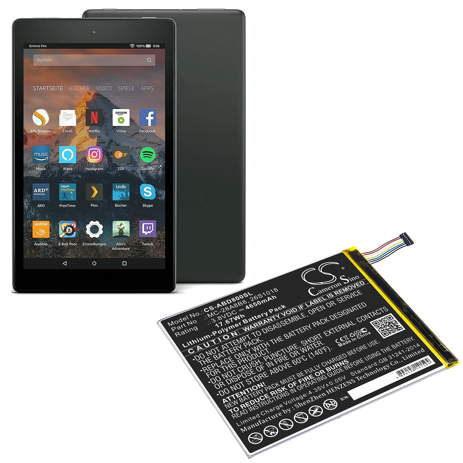 Аккумулятор для планшета 26S1018 58-000161, фотолампа Kindle Fire HD 8 PR53DC volt 3.8, емкость 4650 мАч/Вт/ч
Аккумулятор для планшета 26S1018 58-000161, фотолампа Kindle Fire HD 8 PR53DC volt 3.8, емкость 4650 мАч/Вт/ч