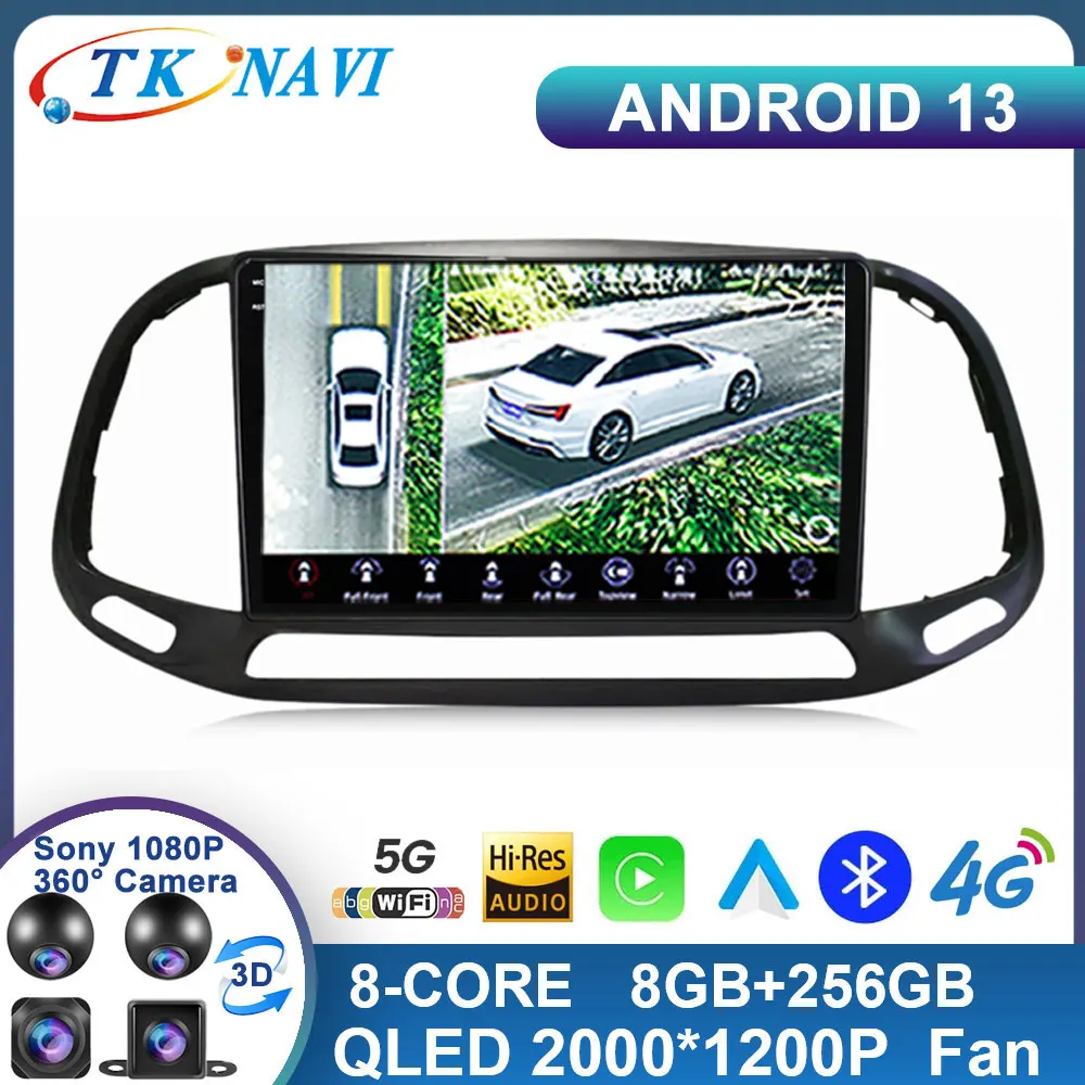 

Android 13 For Fiat DOBLO/YENI KASA 2015 - 2019 Carplay Car Radio Auto Multimedia GPS Autoradio DSP BT WIFI 4G QLED WIFI DSP