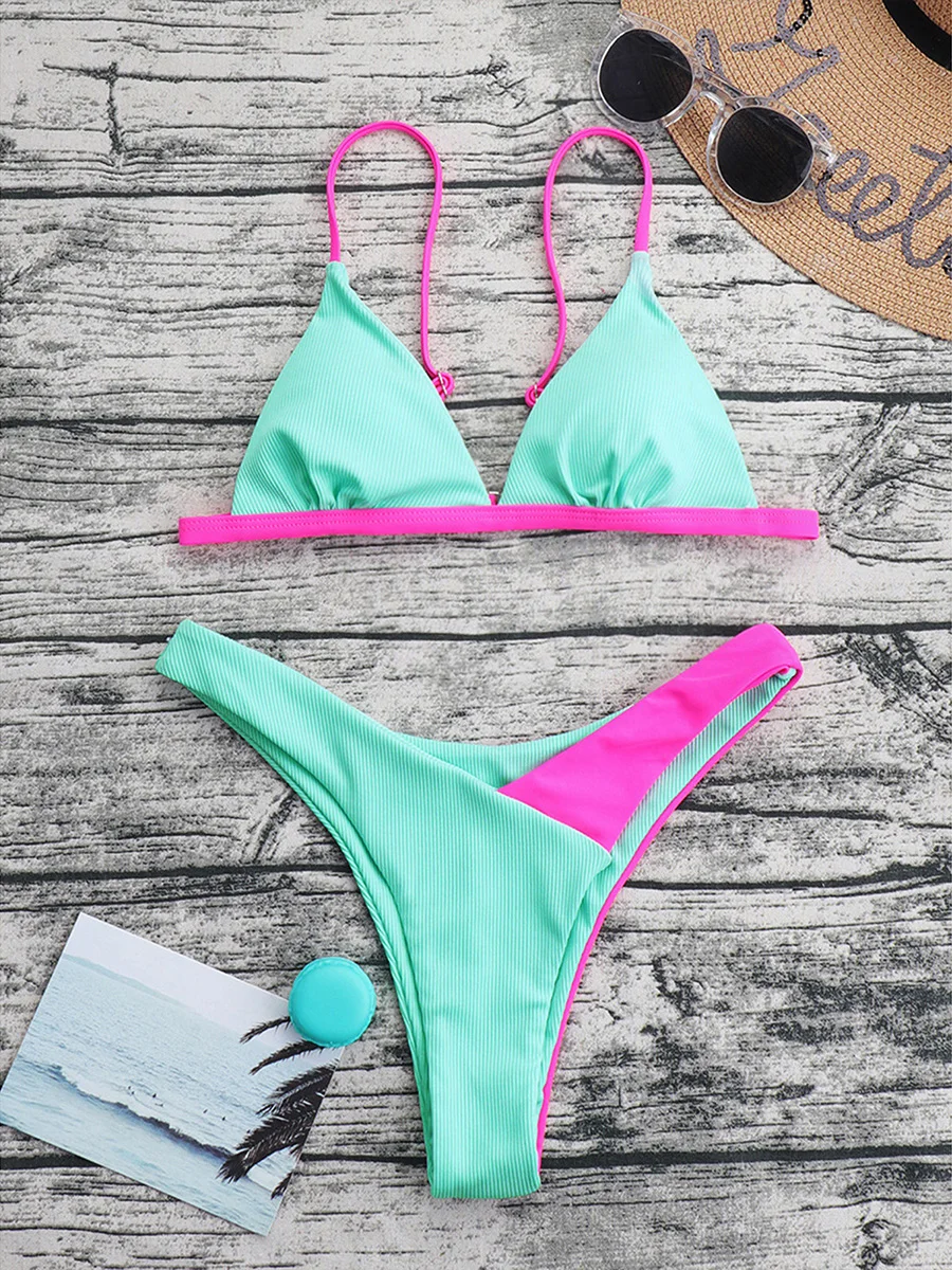 Contrast Color Bikini Swimwear Women V Neck Bikini Low Waist Thong Swimsuit Female Brazilian Bathing Suit Beachwear 2023
Contrast Color Bikini Swimwear Women V Neck Bikini Low Waist Thong Swimsuit Female Brazilian Bathing Suit Beachwear 2023