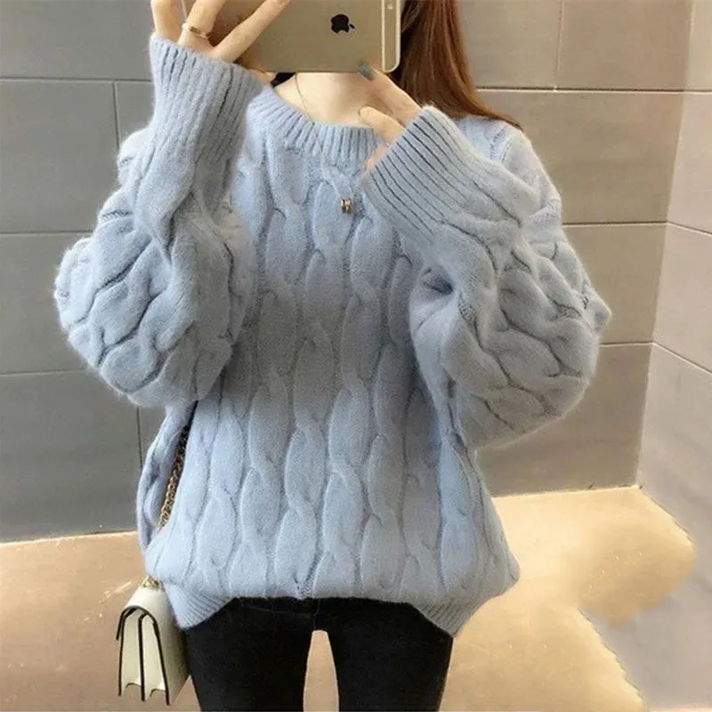 

Women Pullovers Sweater coat Casual Solid Color Knitwear Long Sleeve Winter Cable Knit Mock Neck Warm Knit Base Sweater Jumper