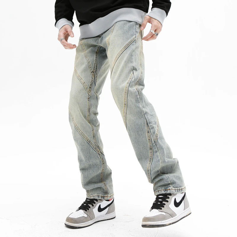 2024 New Fashion Spliced Vintage Blue Men's Jeans Y2K Hip Hop Pants Straight Rough Trousers
2024 New Fashion Spliced Vintage Blue Men's Jeans Y2K Hip Hop Pants Straight Rough Trousers