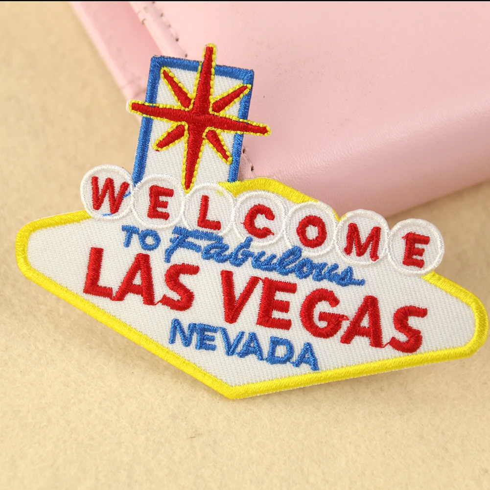 

2PC Welcome To LAS VEGAS Letters Embroidered Patch Iron on Clothes for Clothing Stickers Applique DIY Sewing Supplies Fabric
